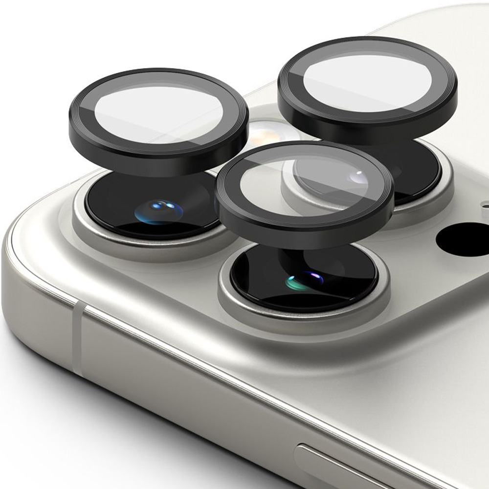 Nakładki na aparat Ringke Camera Lens Frame Glass do iPhone 16 Pro / 16 Pro Max, 2-Pack, czarne